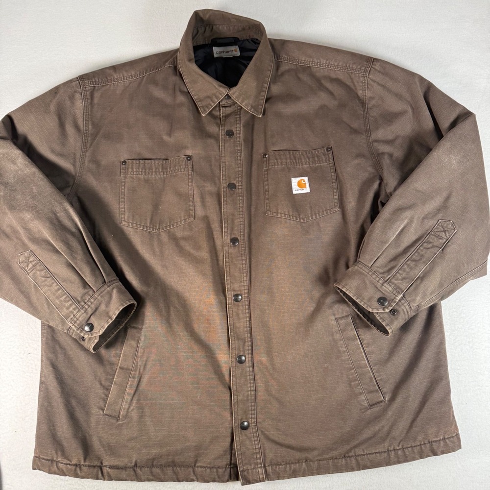 Carhartt Men's 2XL Brown‎ Duck Canvas Quilt Lined Chore Jacket Shirt Jacket Barn